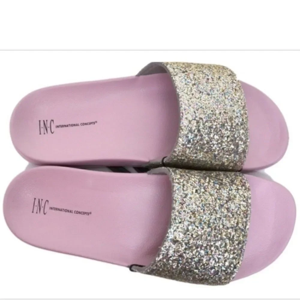 INC Purple Glitter Pool Slides Slippers Large 9-10 NWT - Picture 4 of 7